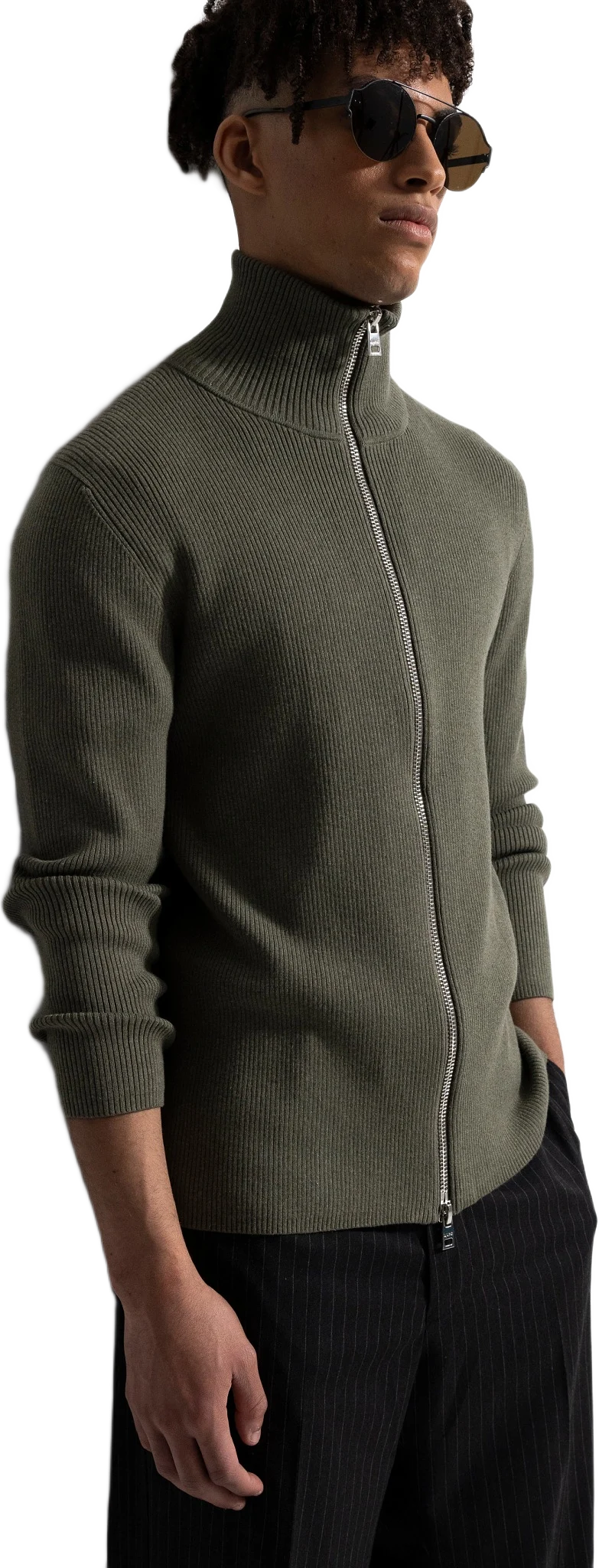 Rib Zip Cardigan