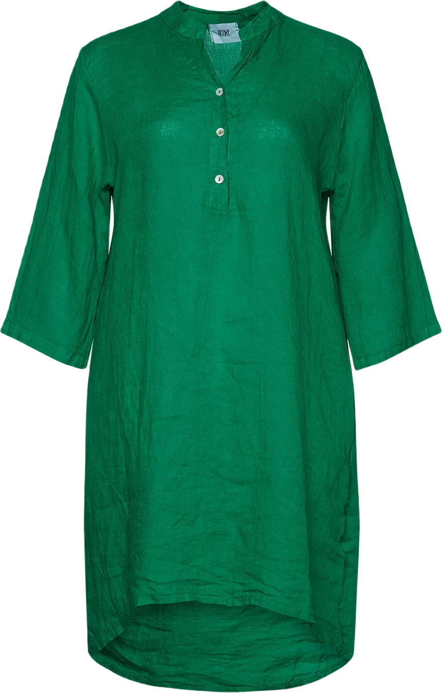 17690p, Shirt Dress With Pocket, Linen - Apple Green