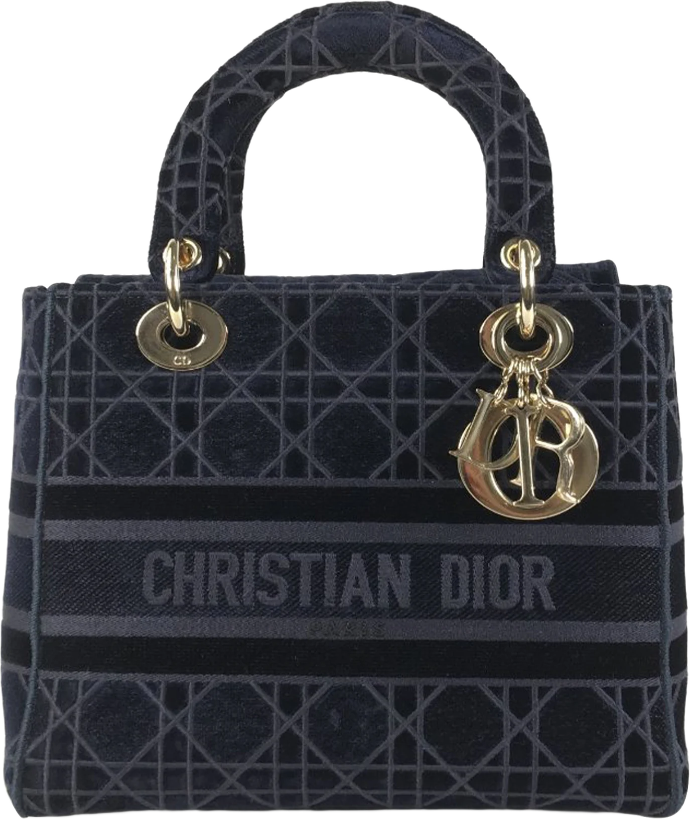 Dior Medium Cannage Velvet Lady D-lite