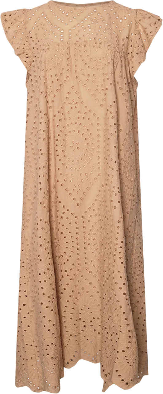 Dalia, Long S/s Dress, Cotton - Beige