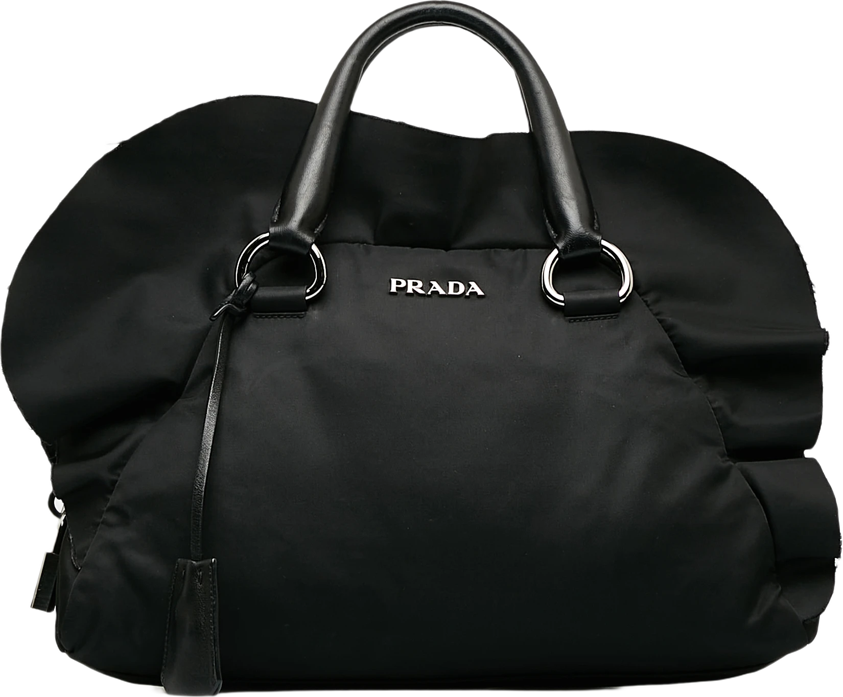 Prada Tessuto Ruffle Trim Bowler Bag