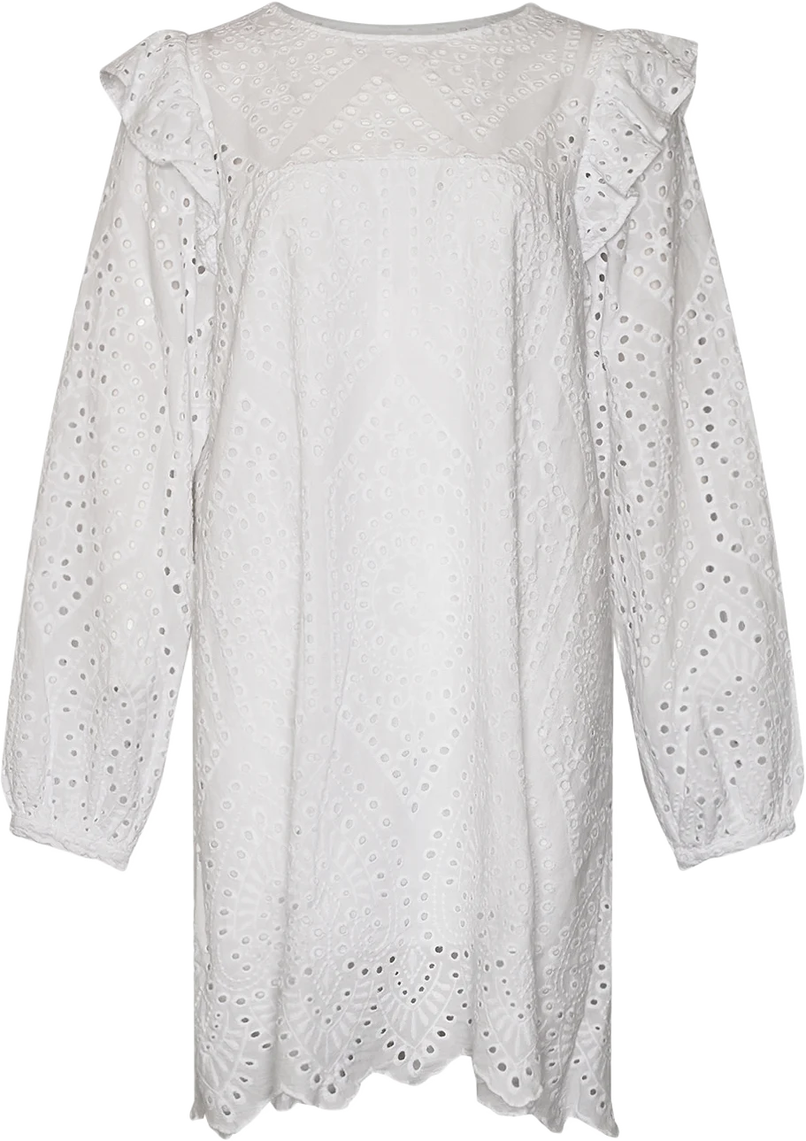 Dalia, Midi L/s Dress, Cotton - White