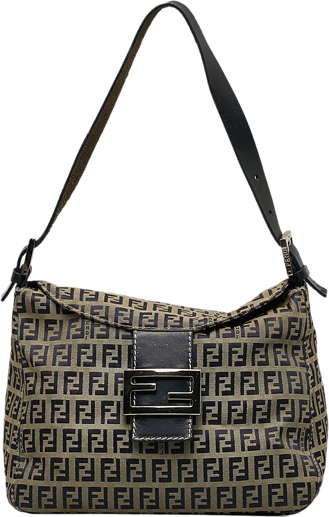 Fendi Zucchino Canvas Double Flap Shoulder Bag