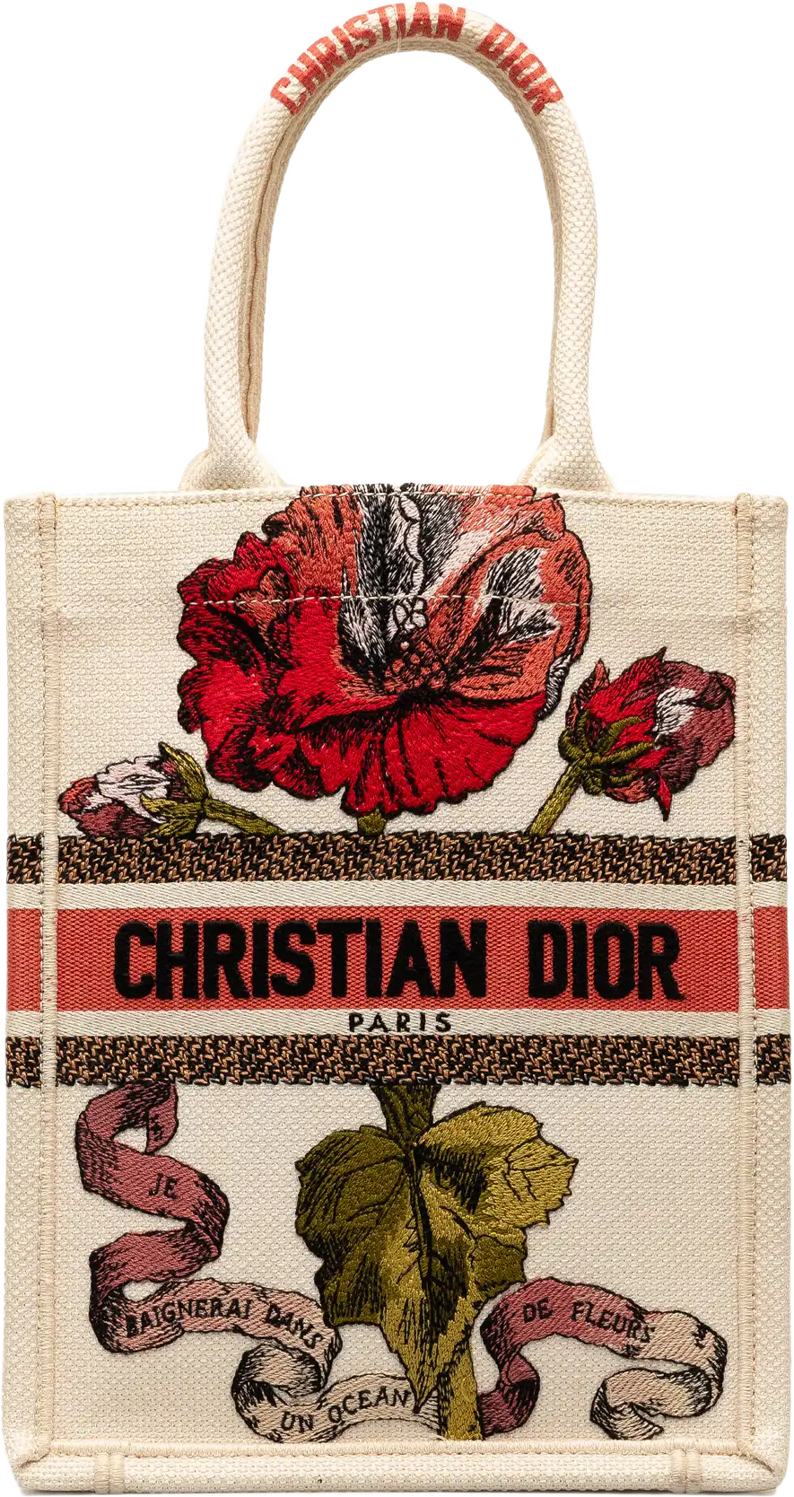 Dior Fleurs Bibliques Embroidery Vertical Book Tote