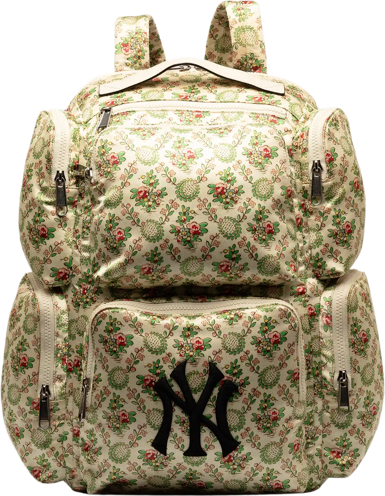 Gucci Mlb Floral Satin Ny Yankees Patch Backpack