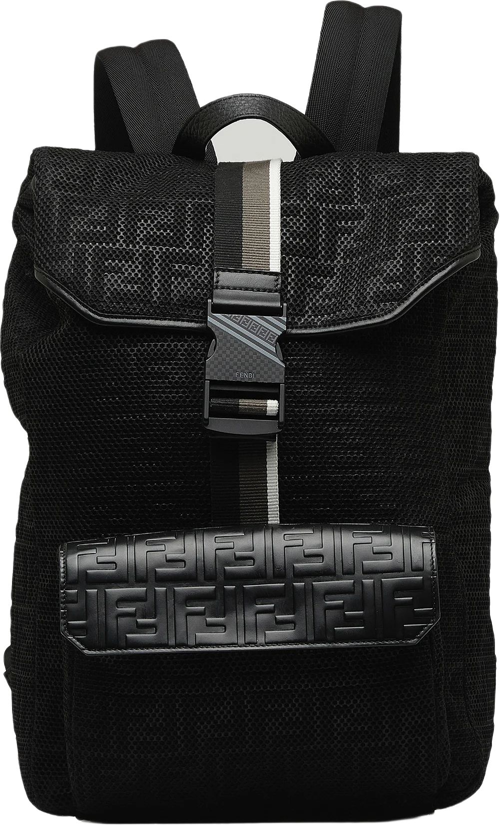 Fendi Zucca Buckle Flap Backpack