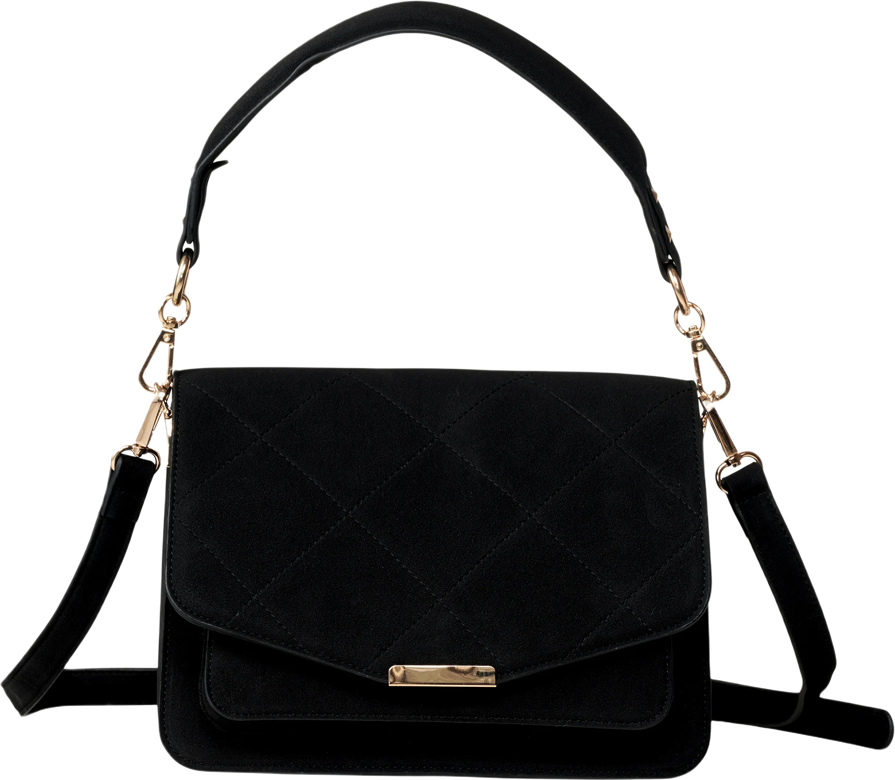 Blanca Multi Compartment Bag - Black Suede