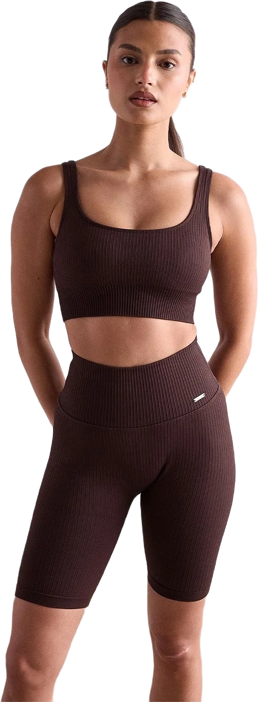 Cacao Ribbed Seamless Biker Shorts