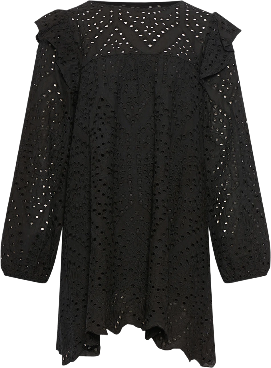 Dalia, Midi L/s Dress, Cotton - Black