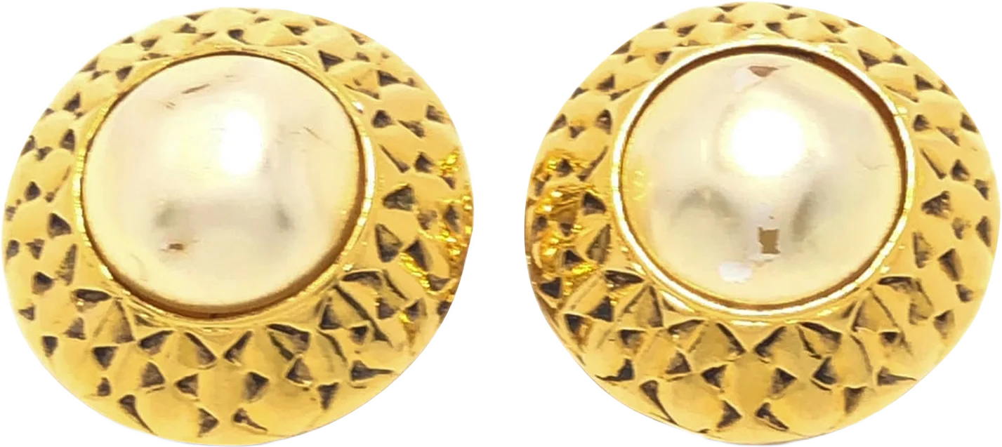 Chanel Faux Pearl Clip On Earrings