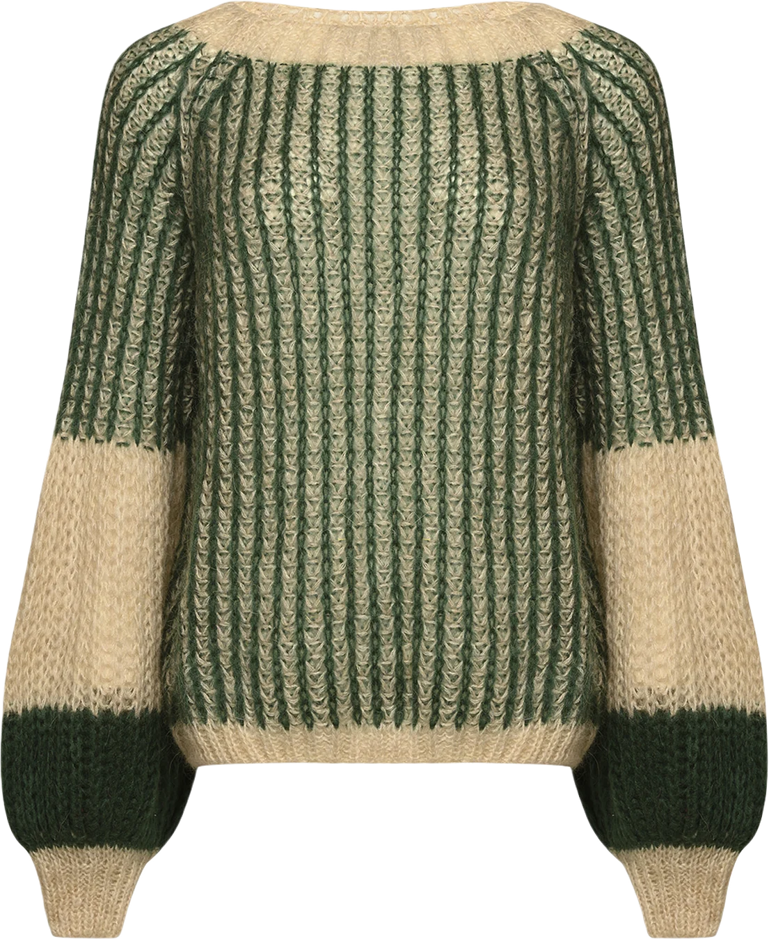 Liana Knit Sweater - Beige/bottle Green