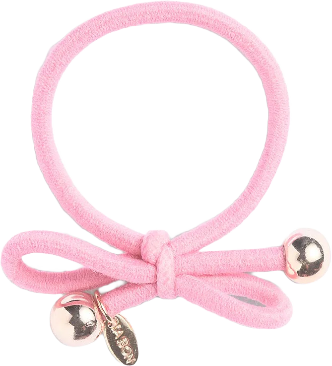 Hair Tie with Gold Bead - Light Pink
