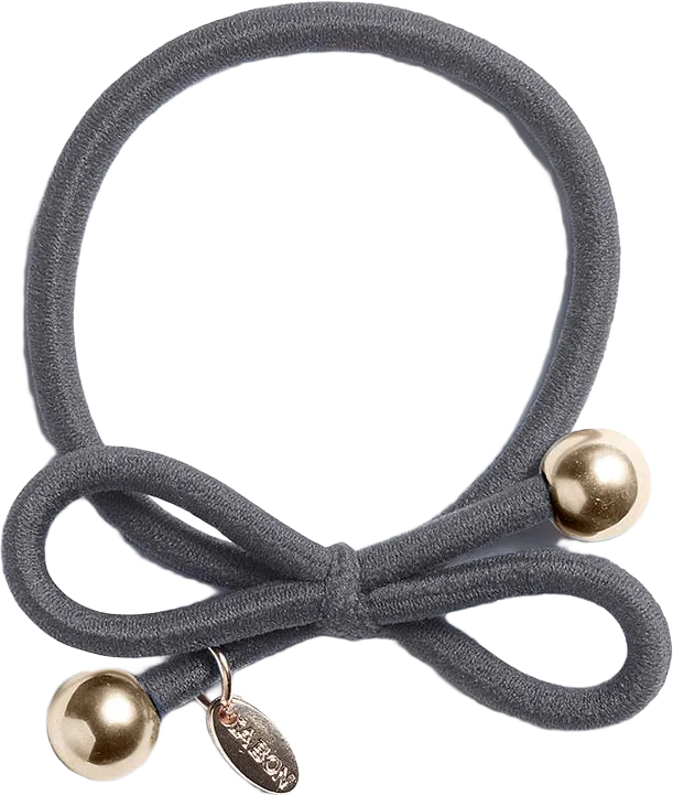 Hair Tie with Gold Bead - Steel Grey