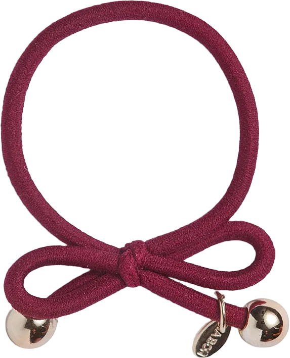 Hair Tie with Gold Bead - Burgundy