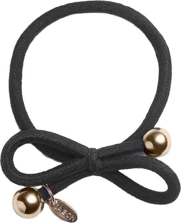 Hair Tie with Gold Bead - Black