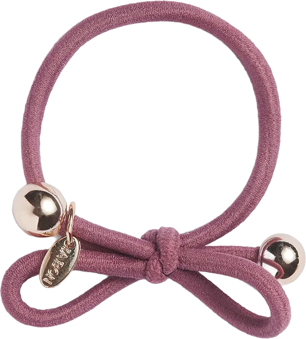 Hair Tie with Gold Bead - Mauve