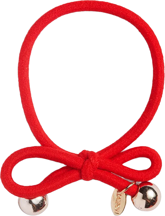 Hair Tie with Gold Bead - Red