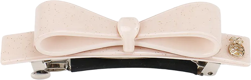 Bow Clip - Sparkling Nude Pink