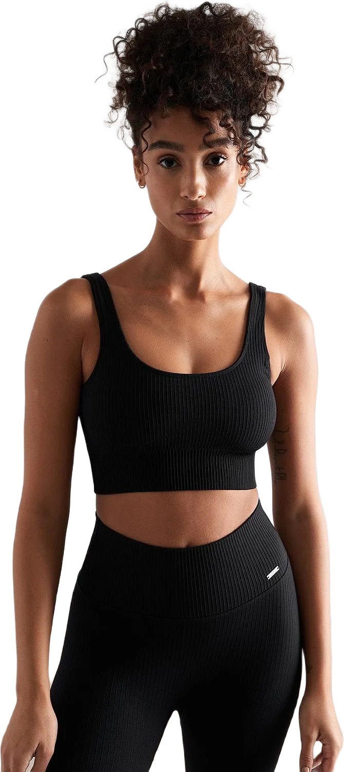 Black Ribbed Seamless Bra