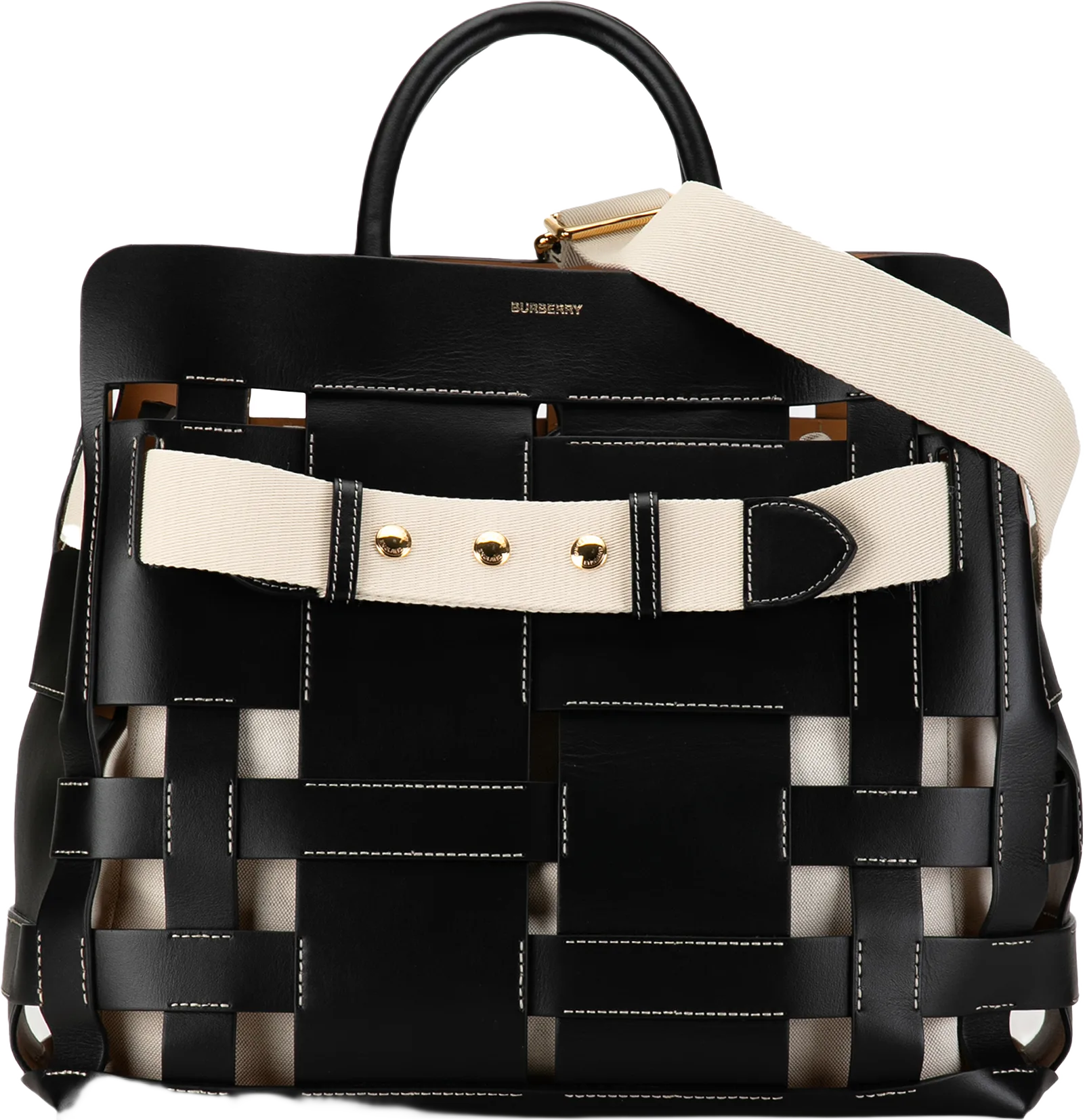 Burberry Medium Woven Leather Belt Satchel