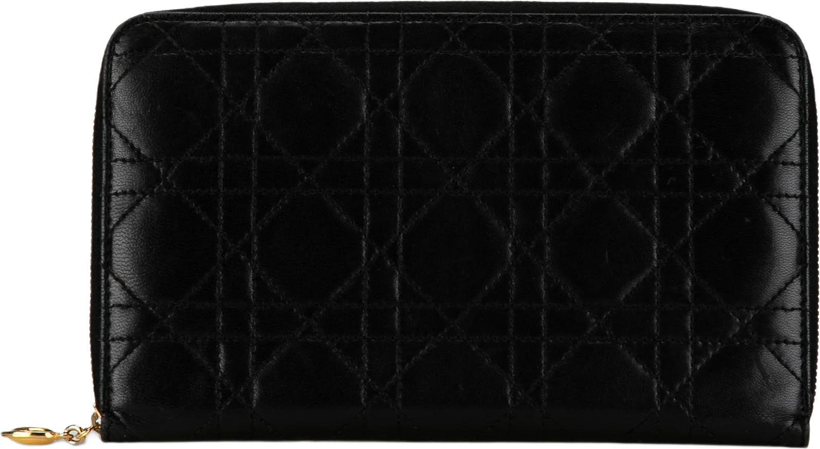 Dior Lambskin Cannage Zip Around Organizer Wallet