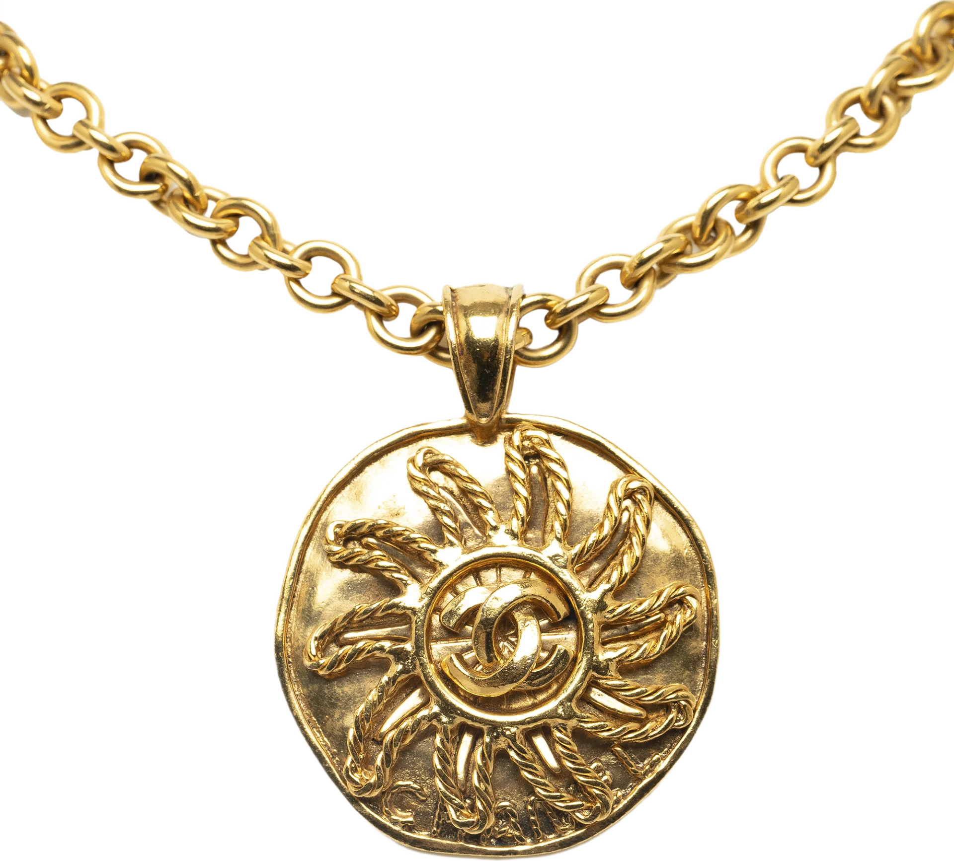 Chanel Cc Sun Medallion Pendant Necklace