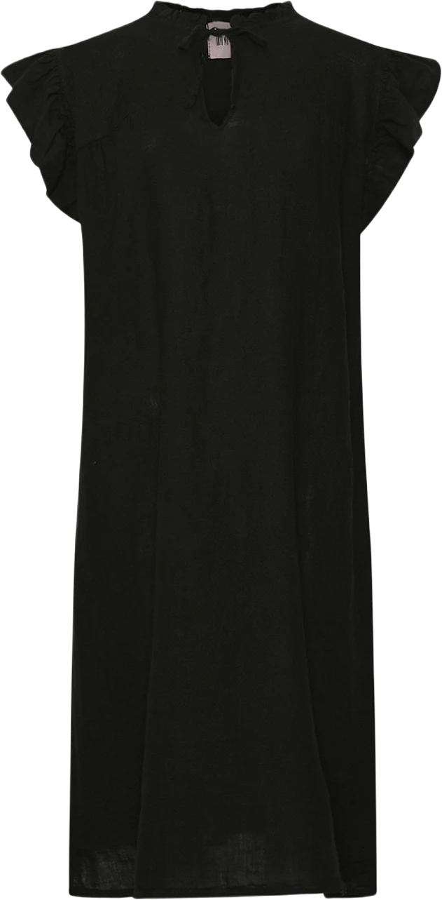 Etta, Frill Dress, Linen - Black