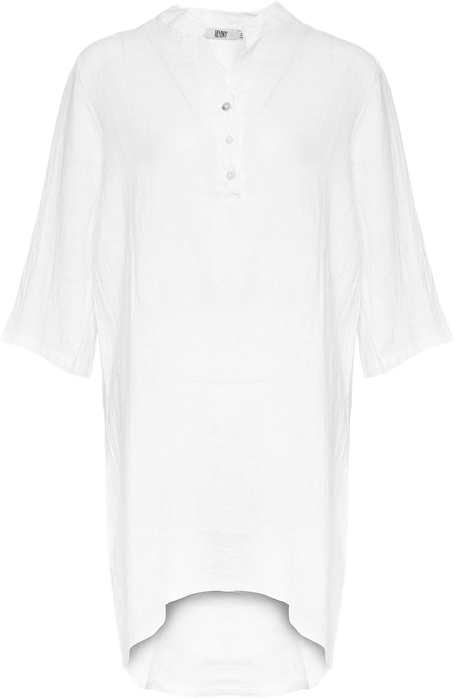 17690p, Shirt Dress With Pocket, Linen - White