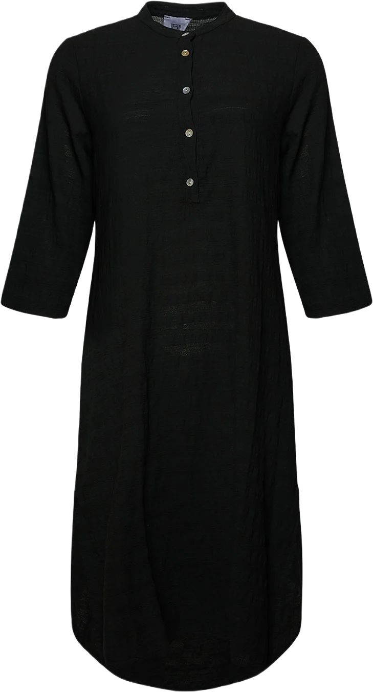 18970, Long Shirt Dress, Cotton Raw - Black