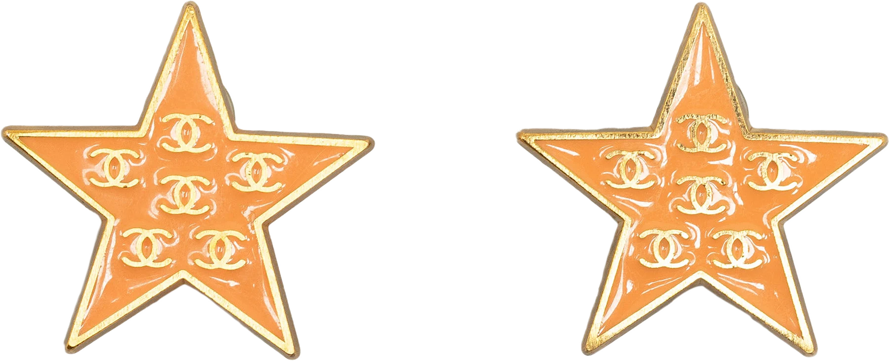 Chanel Enamel Cc Star Clip-on Earrings