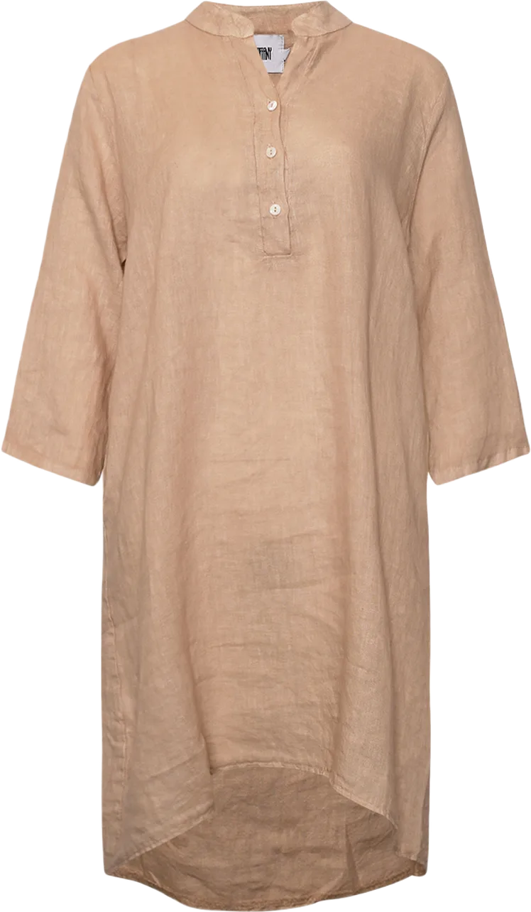 17690p, Shirt Dress With Pocket, Linen - Soft Grey