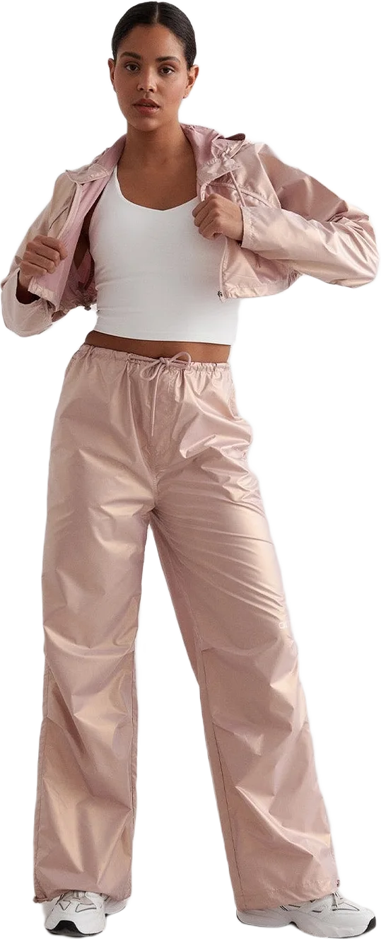 Rose Metallic Plain Parachute Pants