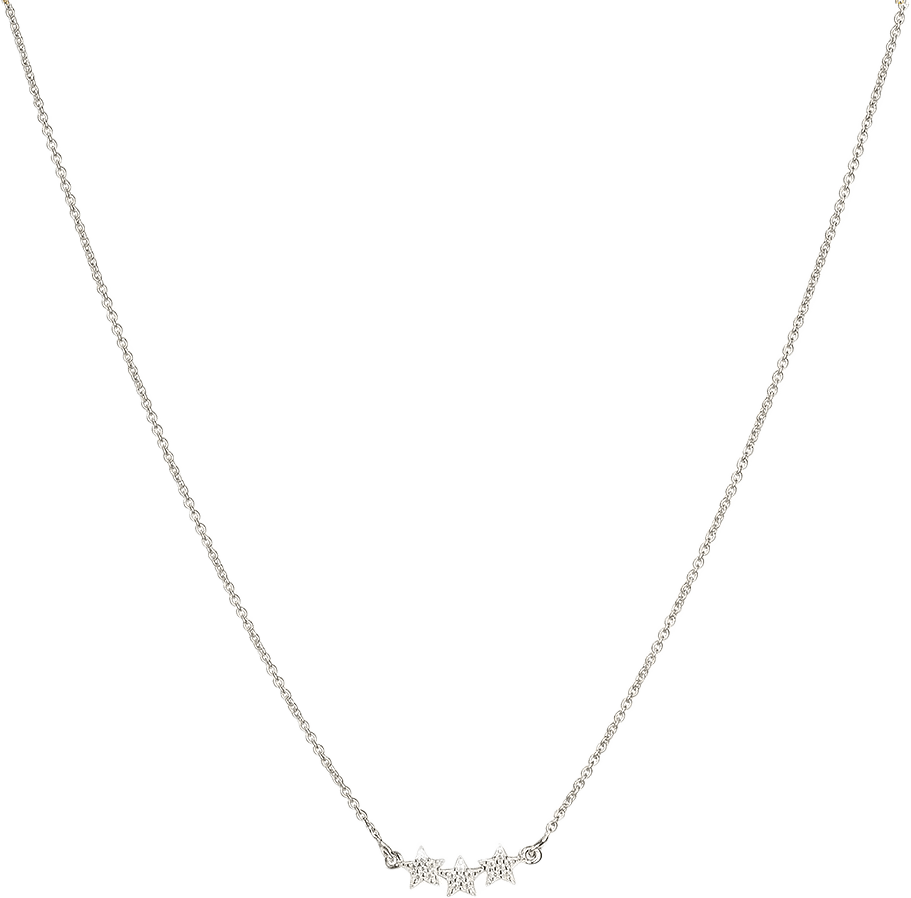 Snap Necklace Triple Star Stone Silver Crystal