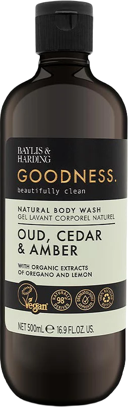 Goodness Oud, Cedar & Amber Body Wash