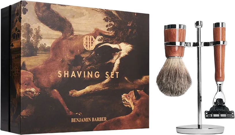 Classic 3-piece Shaving Set Wood Mach3