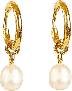 Treasure Pearl Hoops Gold