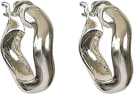 Bolded Wavy Earrings Shiny Silver