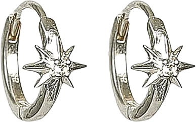 North Star Hoop Earrings Silver