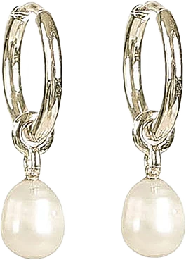 Treasurre Pearl Hoops Silver