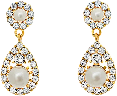 Petite Sofia Pearl Earrings - Crystal