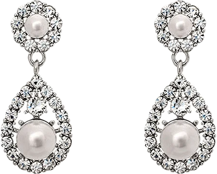 Petite Sofia Pearl Earrings - Crystal