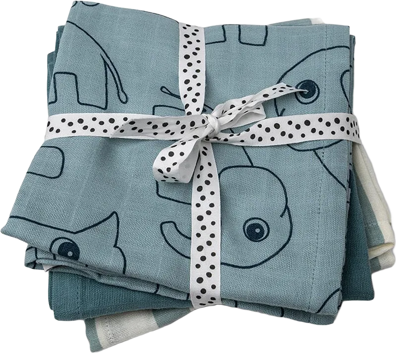 Burp cloth 3-pack GOTS Deer friends Blue