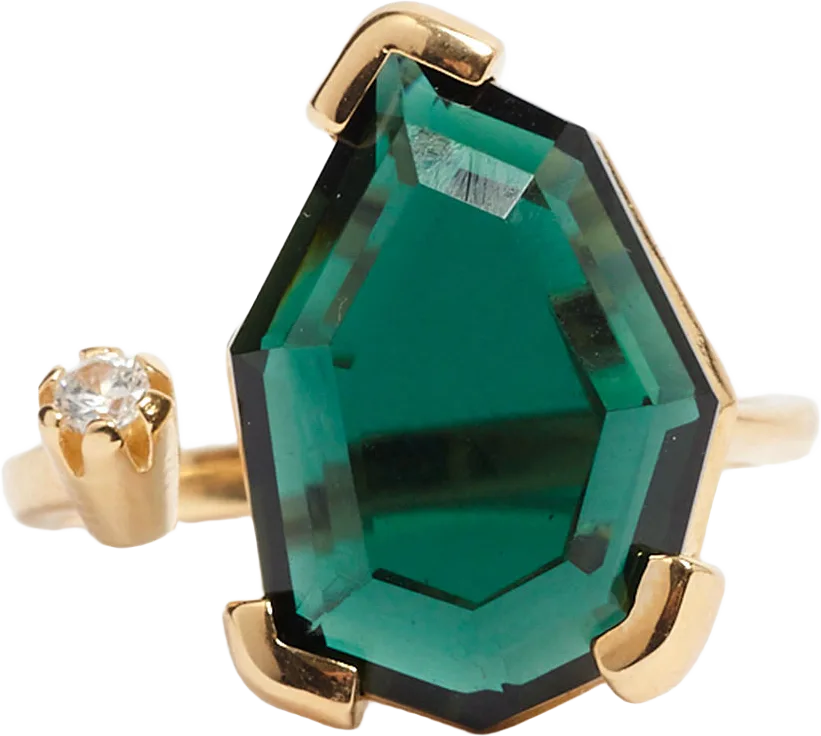 Warped Duo Heptagon Ring