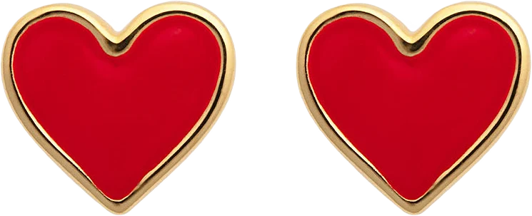 Enamel Red Heart Studs