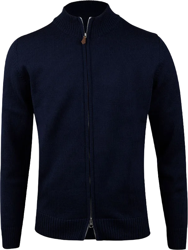 Textured Merino Zip Cardigan