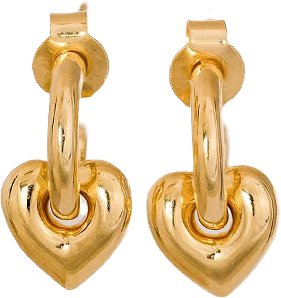 La La Love Fat Heart Earrings Gold