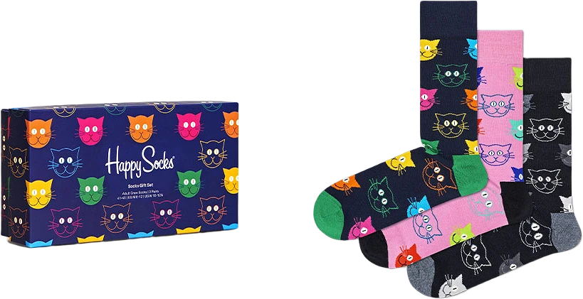 3-Pack Mixed Cat Socks Gift Set