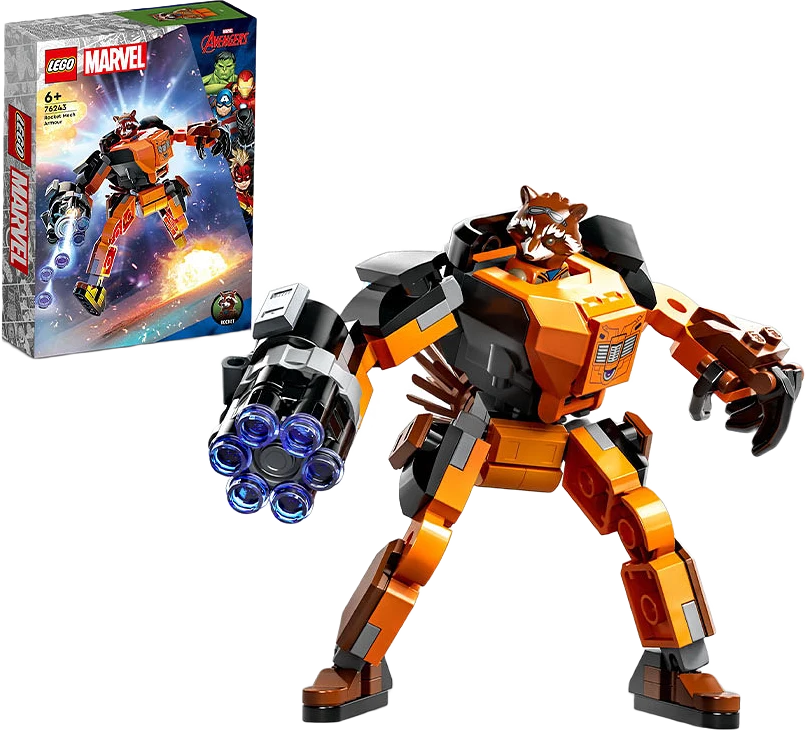 76243 Super Heroes Rocket i robotrustning