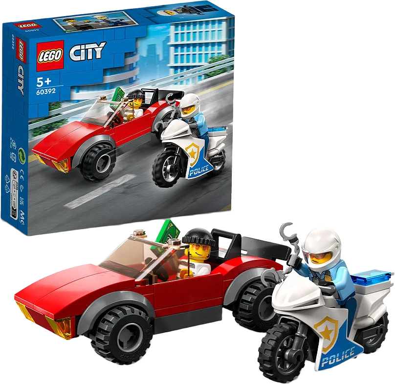 60392 City Biljakt med polismotorcykel