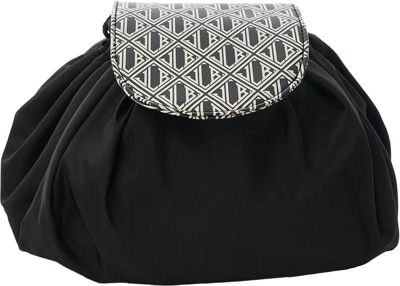 JLB- Round Drawstring Bag Medium /Black-White Necessär